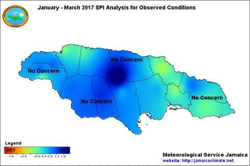 Figure 1: January-February-March SPI Analysis for Observed Conditions The drought forecast through June (see Figure 2 below) has determined that there should be