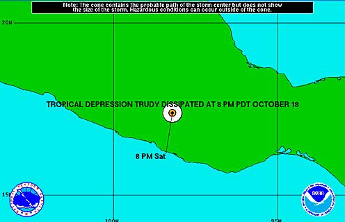 Remnants of Trudy - Eastern Pacific (FINAL) Remnants of Trudy (as of 2:00 a.m. EDT) Remnants located inland over Southern Mexico Tropical