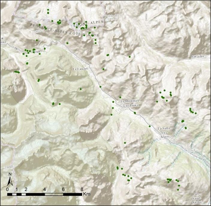 Application Varying plant meta-community phylogenetic β-diversity 120 communities across the gradients of the Guisane valley (Alps) Genus-level