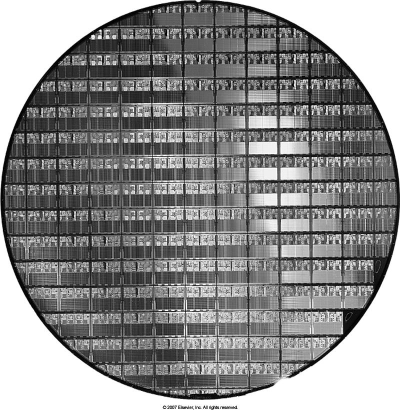 Die and Wafer Photograph of an Intel Core i7 microprocessor
