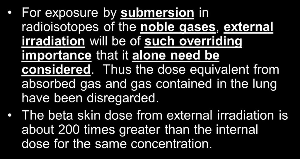 Submersion Model in a Cloud of Radioactive Gas (ICRP 30)