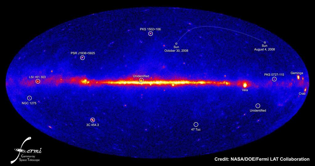 Fermi 3-month all-sky image Note: Crab, Vela, Geminga, J1836+5925,