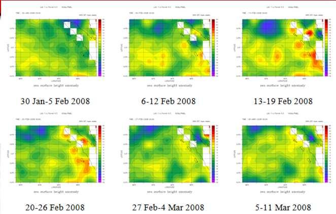 2 35 SSH and SLHF Anomalies Images of SSH retrieved from AMSR-E in the Indian Ocean during the Simeulue and Kepulauan earthquakes of February, 28 showing significant rises near