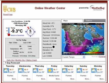 Online Weather Center Stand-alone branded web page for