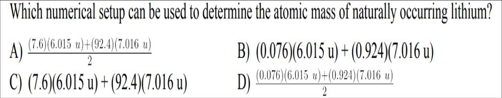 abund as decimal) + (Atomic Mass) (nat.
