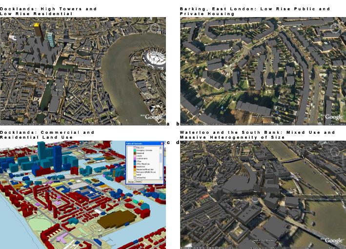Batty, Caralho, Hudson-Smith, Milton, Smith, Steadman; Geometric Scaling and Allometry in Large Cities -14 Figure 9: Variation in buildings sizes and land use isualized from the database 9(a), we