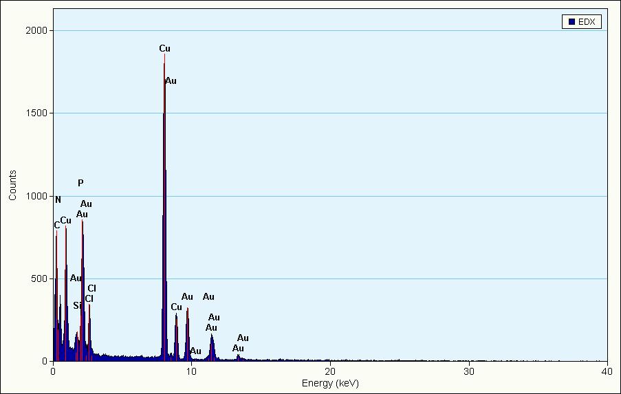 EDS spectrum of DNA-Au nanowires Figure S-3: The EDS spectrum of Au nanowires