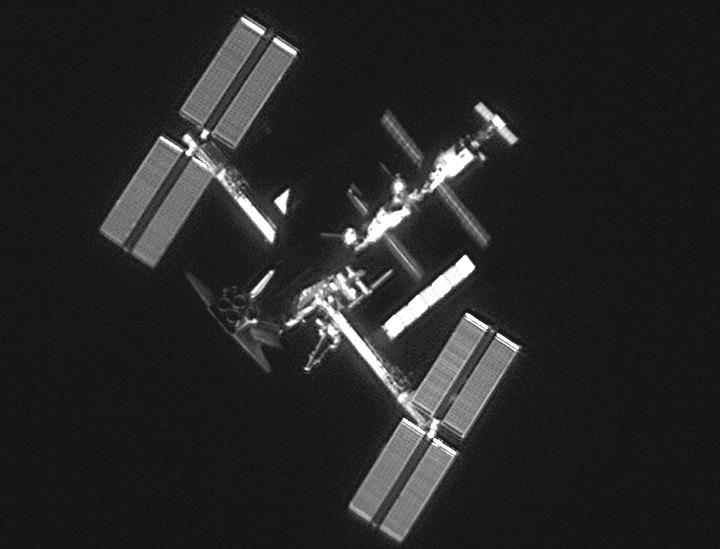 New Results with Lucky Imaging This image of the International Space Station, with Space Shuttle Atlantis and a Soyuz Spacecraft in attendance was taken with a ground-based