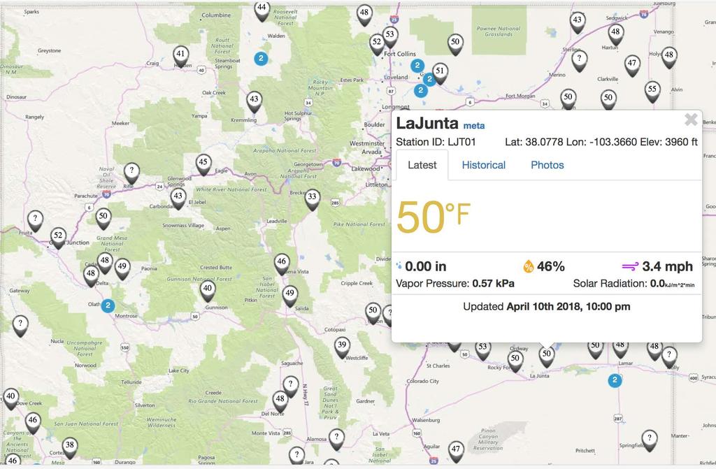 CoAgMET COLORADO CLIMATE CENTER 75 stations 10 coming soon on west slope 44 5-minute stations