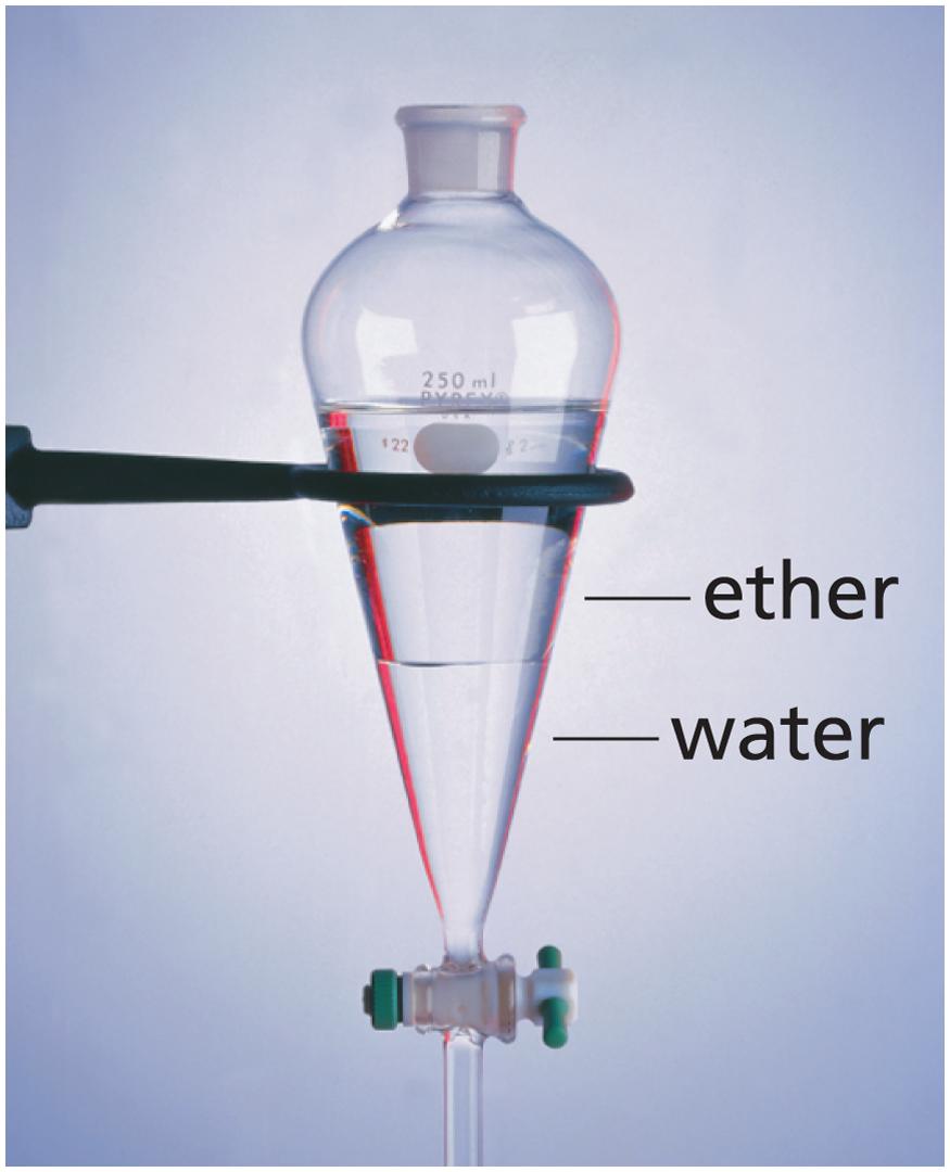 Water and Diethyl Ether Form Two Layers Diethyl ether is less dense than water,