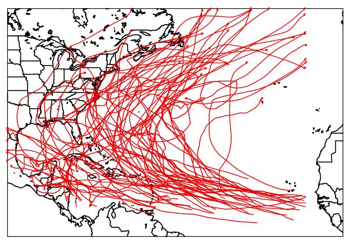 Major Hurricane Tracks Active 24-Year Period 1955-1970,