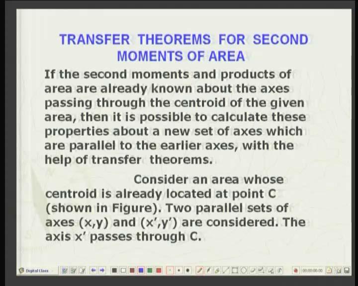 (Refer Slide Time: 34:33 min) Transfer theorems for second moment of an area.
