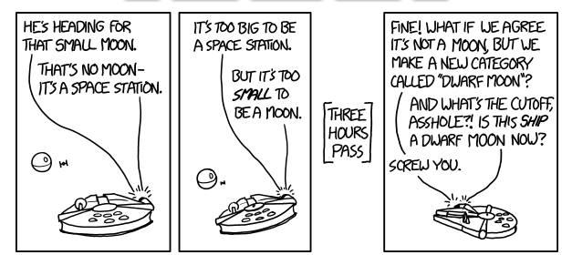 Source: xkcd Other references for Pluto s status: Christine Lavin: Planet X: