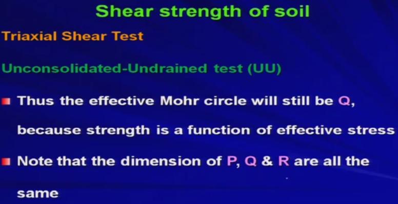 Thus, the effective Mohr circle will still be Q because strength is a function of effective stress okay.