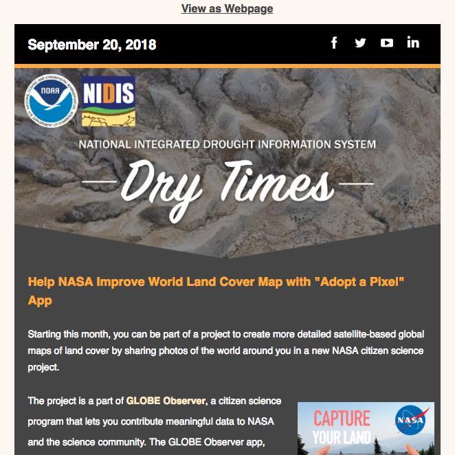 Drought Communication Dry Times NIDIS s email newsletter Interesting drought stories