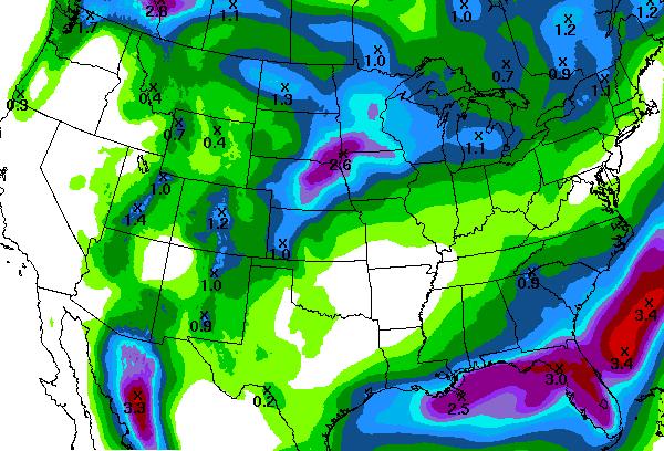 Short Term Precipitation Outlook Commentary: The 5 and 7 day outlooks forecasts 1 to 2 rain in the Canadian Prairies and Northern US Plains, generally light to no rain for most of the US other than