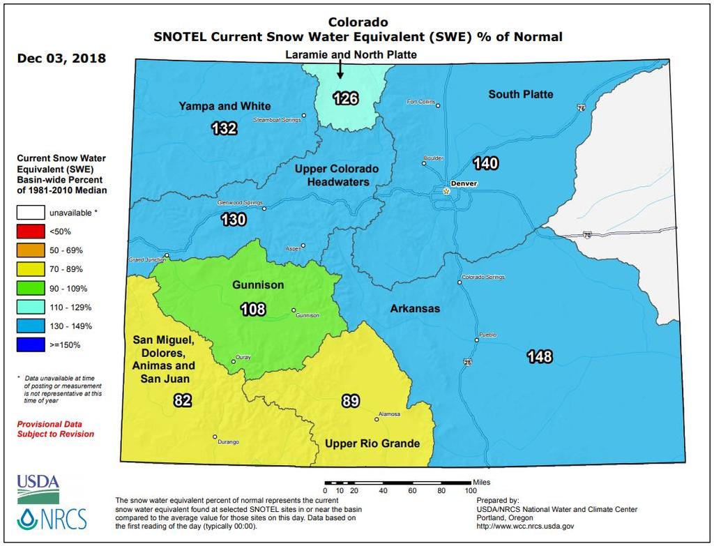 The Weather Wire December 2018 Volume 25 Number 12 Contents: Current Colorado Snowpack Drought