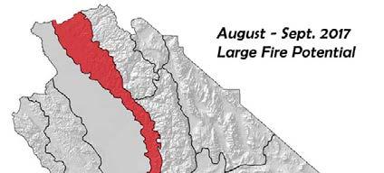 Large fire potential is expected to be above normal through July across many inland