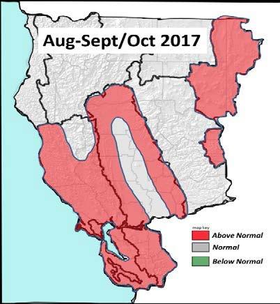 Past Weather 2016-17 rainy season has produced 150-300% of normal precipitation, and the snowpack topped out at 150% of the normal maximum depth/water equivalent 2017 Weather Outlook After occasional