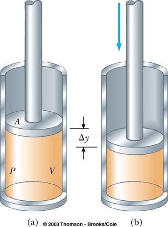 First Law: examples: 2) Adiabatic process A piston is pushed down rapidly. Because the transfer of heat through the walls takes a long time, no heat can escape.