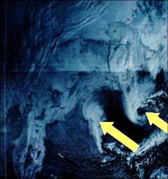 " Typical Polar Lows comma shape indicates early formation of low western Bering Sea, March 1977 NOAA IR image Barents