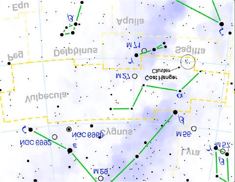 Here is a star map of the area of the sky where you will find the Coat Hanger Cluster. Sky map credit: http://en.wikipedia.org/wiki/image:vulpecula_constellation_map.