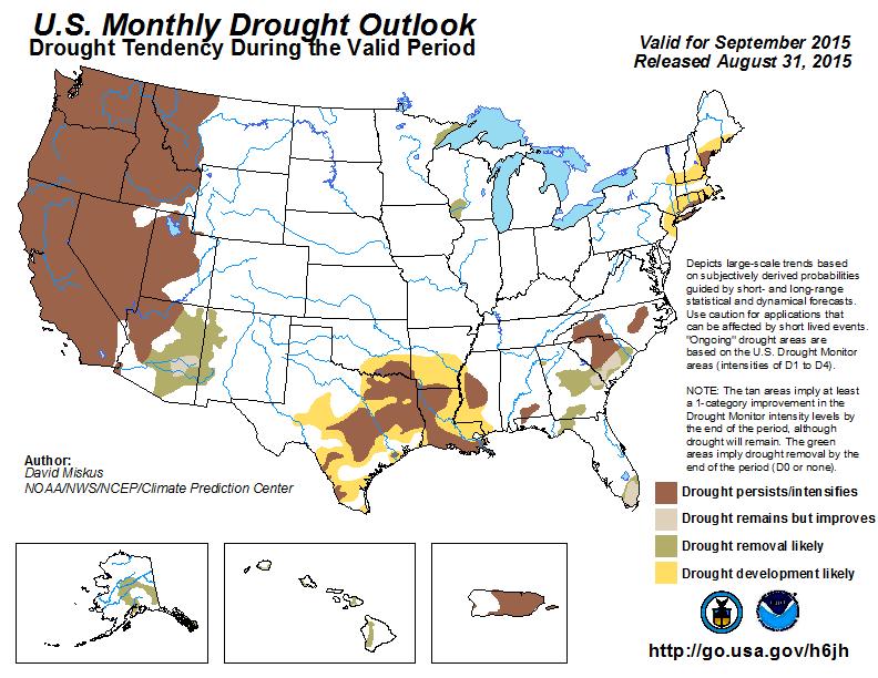 Drought conditions deteriorated slightly, which was not unexpected, given the lower than average precipitation.