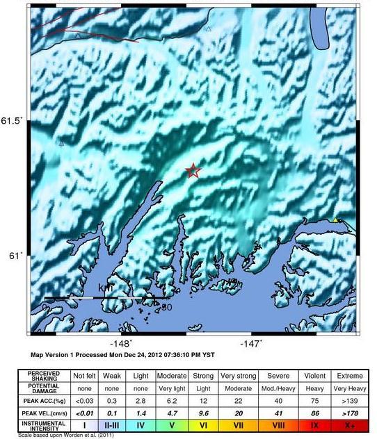 Significant Earthquake Activity Canada M4.5 east of Anchorage, AK Decemb