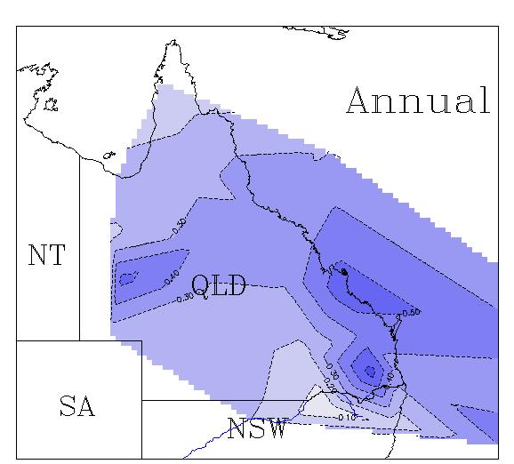 3 hpa decade -1 ) and the north Tasman Sea, with the largest values at Toowoomba, Norfolk Island, Lord Howe Island, Burketown and Longreach.