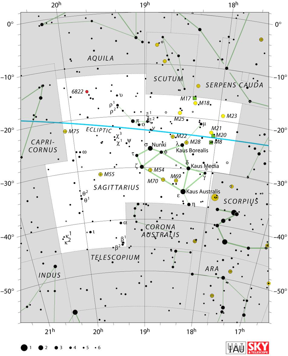 Sagittarius M8 Lagoon Nebula Chart 10