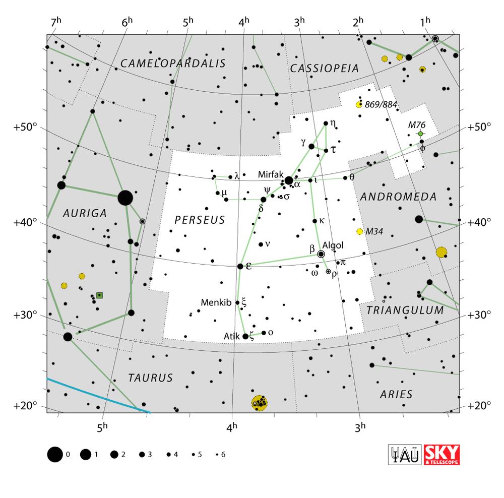 NGC869 / 884 Double Cluster Chart 11 Perseus RA 02h 19.1m Dec +57 08m / RA 02h 22.5m Dec +57 08m Size 30 / 30 Mag 5.3 / 6.
