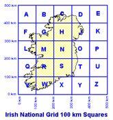 The grid appears on the published map as an overall pattern of squares, the grid interval being