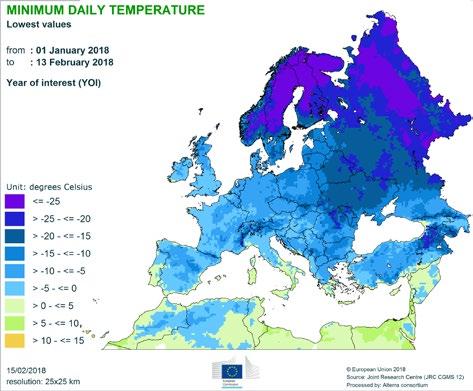 The most distinct positive thermal anomalies were experienced in the central, eastern and north-eastern regions of Europe where (on average, for the period as a whole) daily mean temperatures were