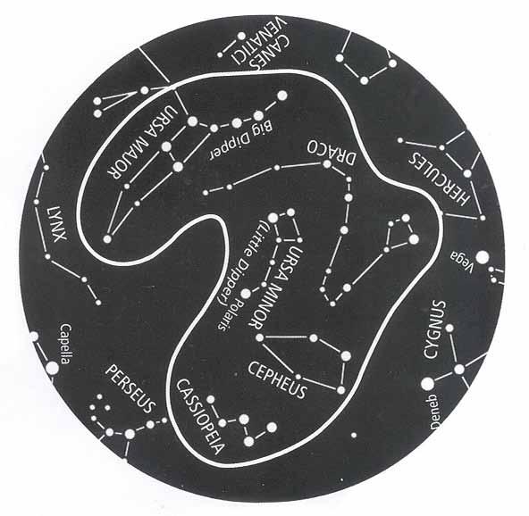A. THE NORTH CIRCUMPOLAR STARS AND CONSTELLATIONS Directions-Track 2 of the CD 1. With the Sky Mask in place over the Sky Dome, set your Space Theater for 9:00 P.M. on today s date.