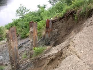 initial construction of Route 2 to prevent shearing from taking place at the Greenbush landslide site