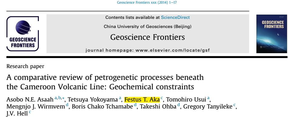 4. 5 Presentation of Research work & results - Problems tackled in the publications 4.5.4 Perculiar nature of the OVG mantle Cameroon Line dataset (publication No 2) 50 40