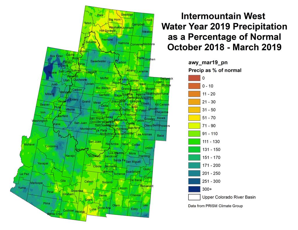 NIDIS Intermountain West Drought Early Warning System April 16, 2019 Precipitation The images above use daily precipitation statistics from NWS COOP, CoCoRaHS, and CoAgMet stations.