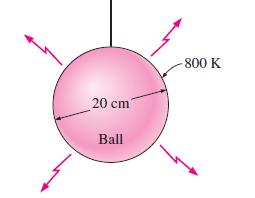 TOPIC 4 RADIATION CLASS TUTORIAL 1. Consider a 20-cm-diameter spherical ball at 800 K suspended in air as shown in Figure.