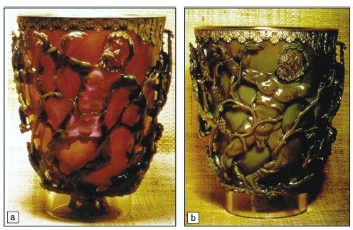 Colors by Metallic Nanoparticles Lucurgus cup: Greece, BC4C Gold nanoparticles dispersed in glass
