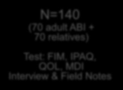FIM, IPAQ QOL, MDI and Field notes I n t
