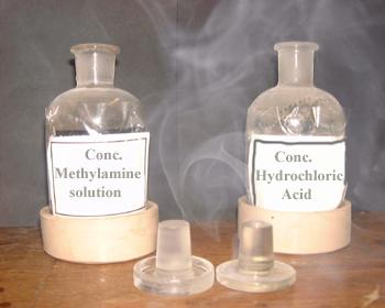 5.4. CHEMICAL PROPERTIES 99 methylamine, dense white fumes of methylammonium chloride are produced.