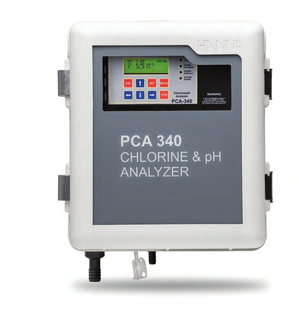 PCA300 Family Chlorine, ph, ORP and Temperature Analyzers Backlit LCD display Nema 4X protection.