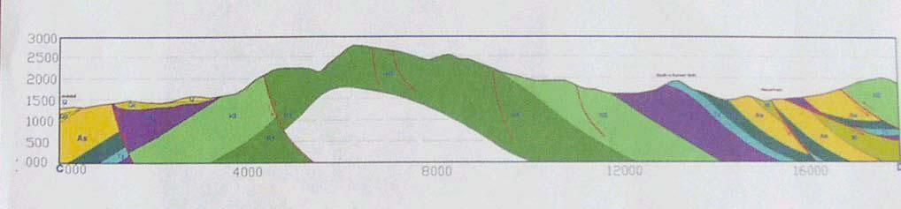 Figure 5. Cross section along the line A-A. The Amiran formation surrounds the study area in the southern part.