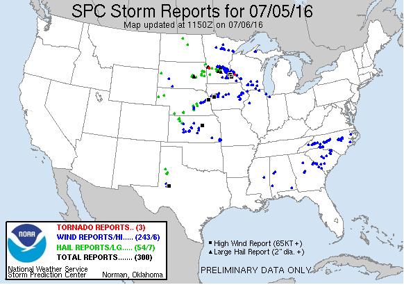 Severe Weather FEMA Region V Situation: (INITIAL/FINAL) Powerful storms impacted Minnesota and Wisconsin July 5-6 with strong winds, large hail, isolated tornadoes & heavy rain Preliminary reports of