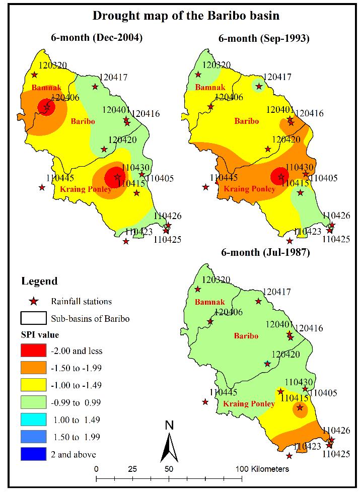 Figure 11. The drought map of 1-month time scale.