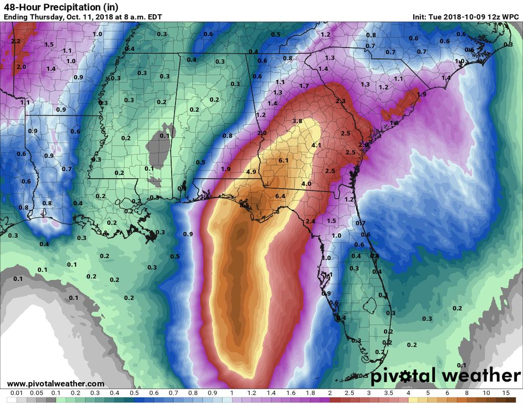 Forecast Cumulative Rain Totals Next 48 Hours Rain bands will begin impacting parts of the Panhandle, Big Bend, and West Coast today.