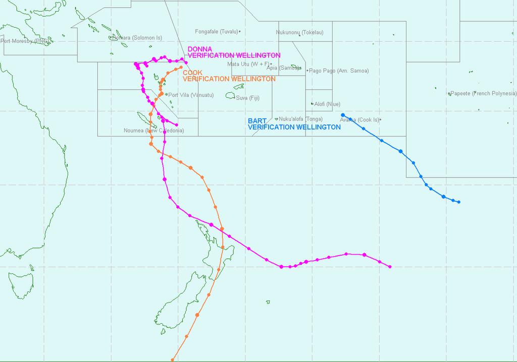TCM-9/DOC.2.1.1/4, p. 3 Figure 2. Cumulative track map for cyclones that moved into the Wellington AOR during the 2016/17 season.