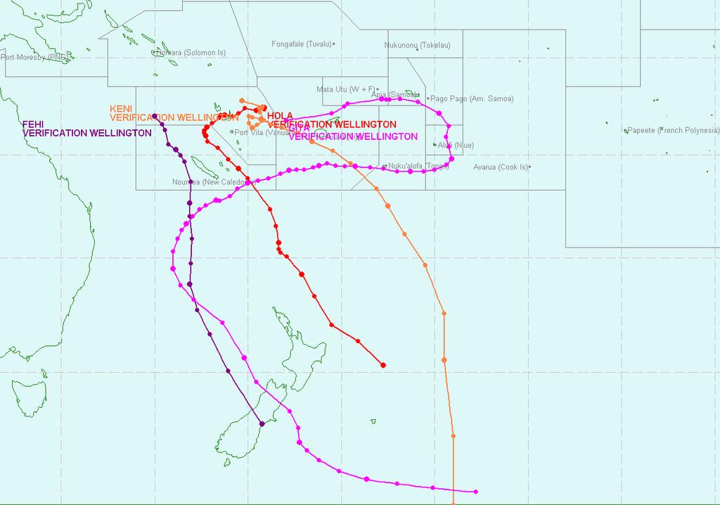 TCM-9/DOC.2.1.1/4, p. 4 Figure 3. Cumulative track map for cyclones that moved into the Wellington area during the 2017/18 season.