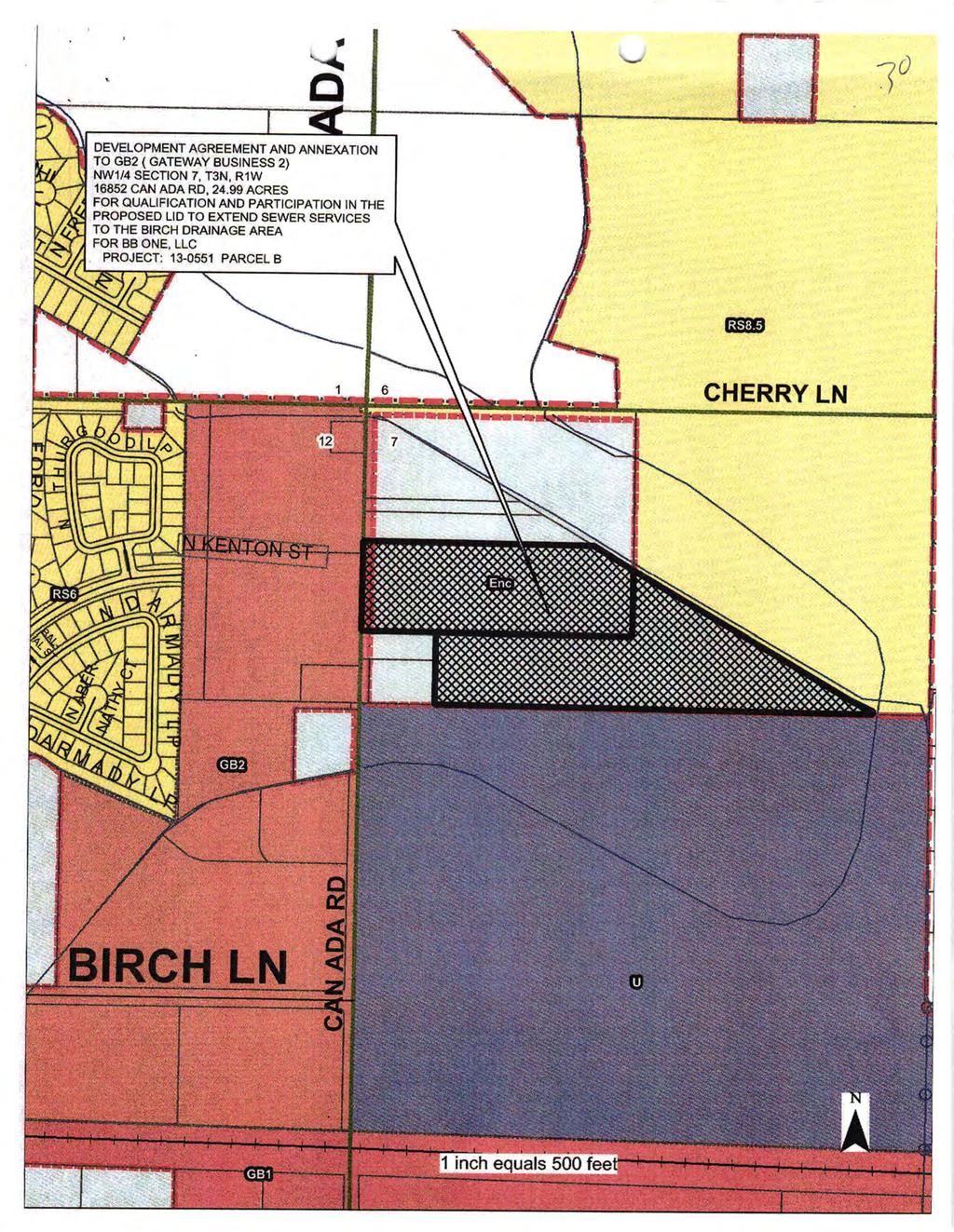 '{ 3 0 DEVELOPMENT AGREEMENT AND ANNEXATON TO GB2 ( GATEWAY BUSTNESS 2) NW1/4 SECON 7, T3N. R1W 16852 CAN ADA RD, 24.