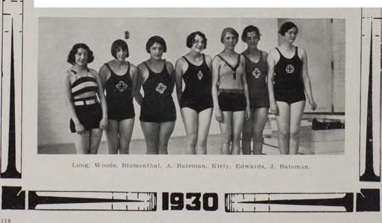 Eveline Blum enthal, senior, broke the 20-vard craw l record which was lowered later by Violet Long, freshm an.